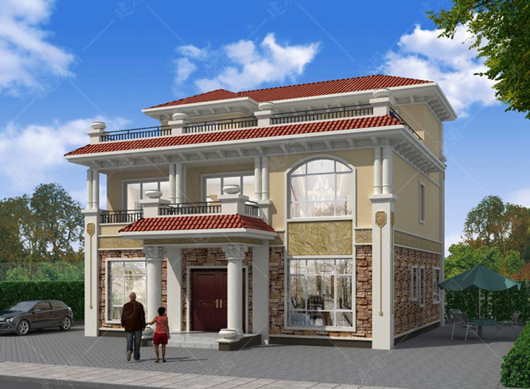 農(nóng)村40萬三層歐式自建別墅設(shè)計(jì)圖紙，帶全套施工圖