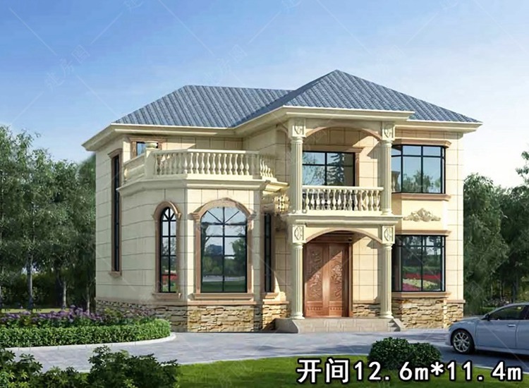 新農(nóng)村二層小別墅設(shè)計(jì)圖紙，歐式風(fēng)格帶閣樓