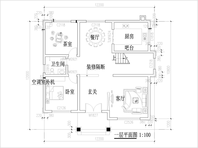 農(nóng)村自建房二層圖紙一層平面戶型圖