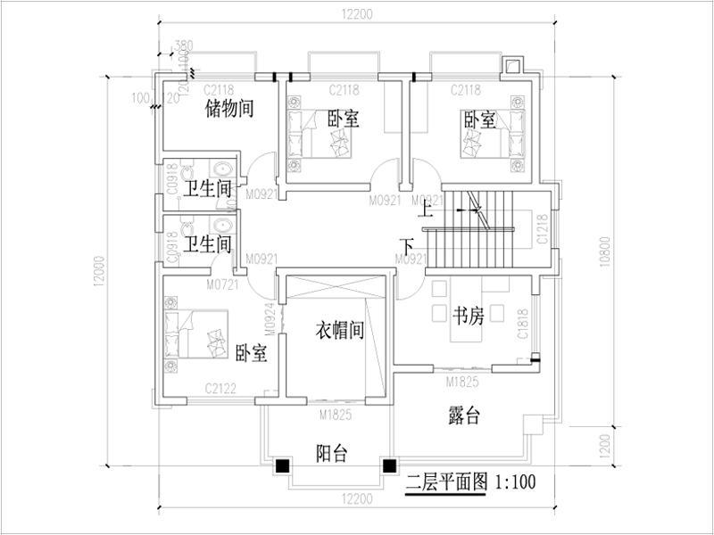農(nóng)村自建房二層圖紙二層平面戶型圖