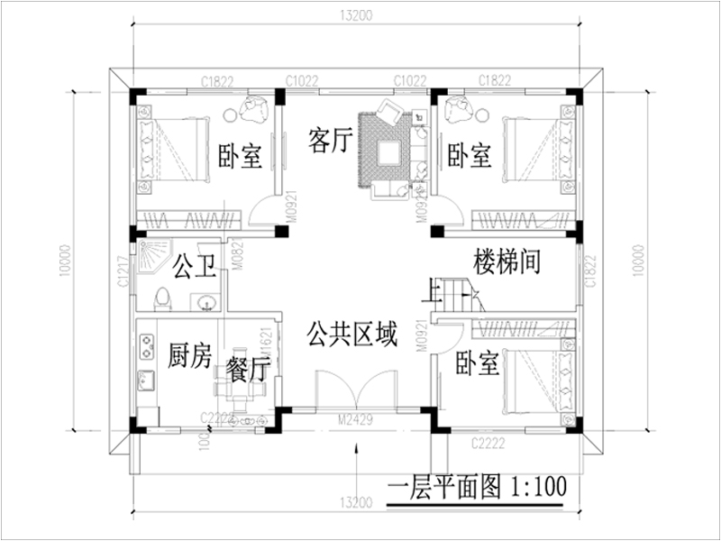 農(nóng)村小型框架別墅設(shè)計(jì)平面圖