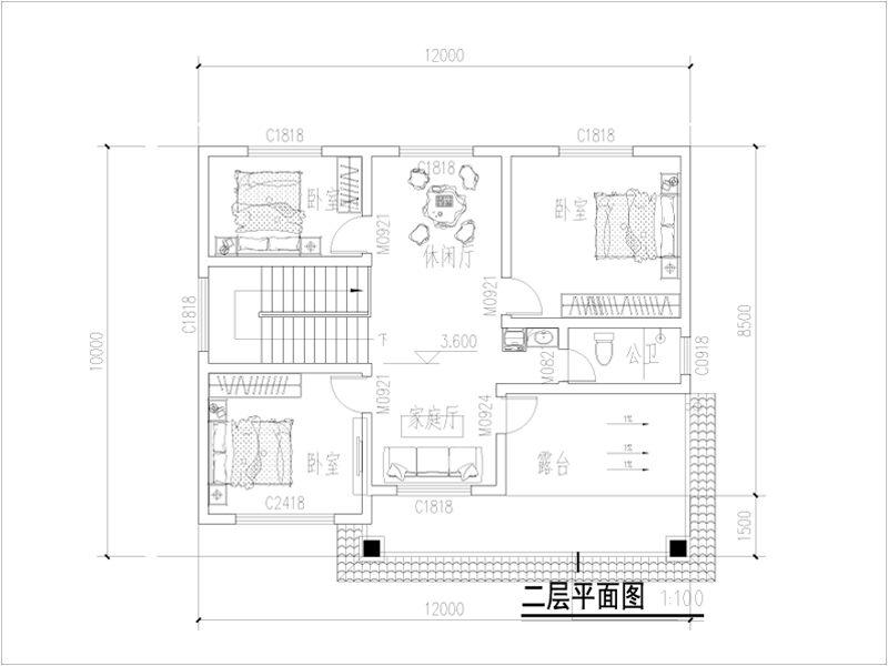 農(nóng)村自建別墅設(shè)計(jì)二層戶型圖