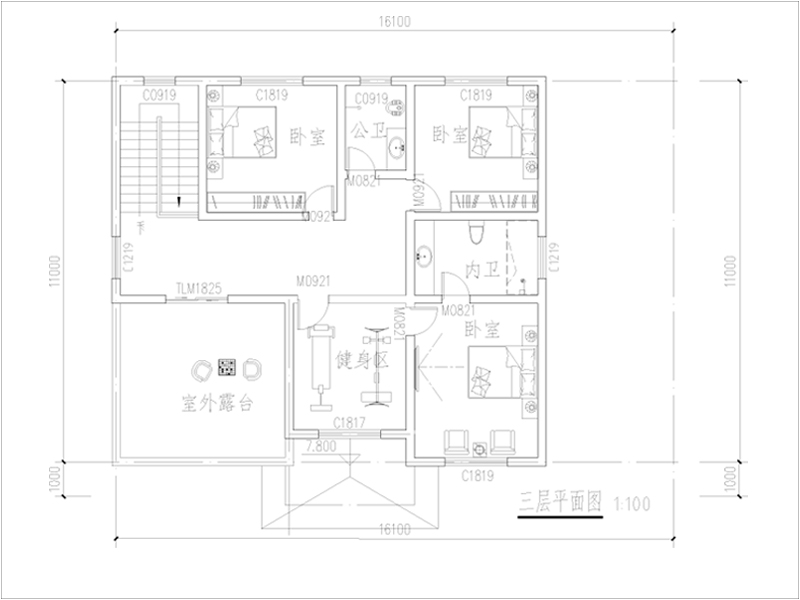 農(nóng)村簡單自建房三層戶型圖