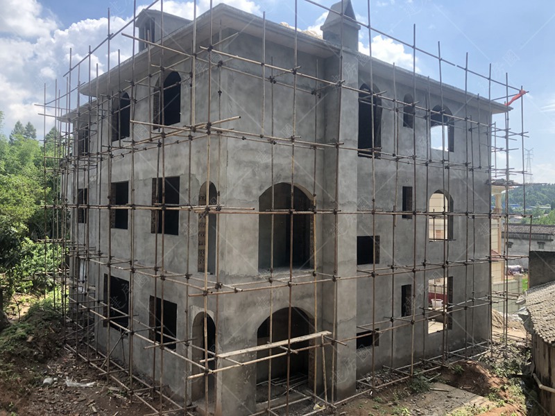 四川南充自建別墅施工主體正面