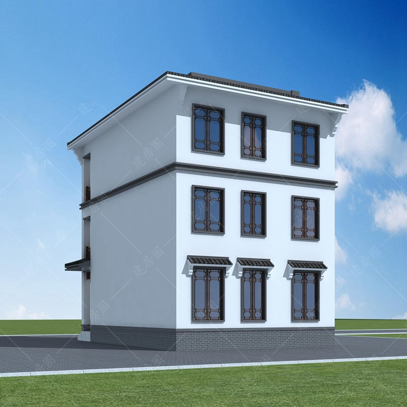 新中式三層自建別墅效果圖