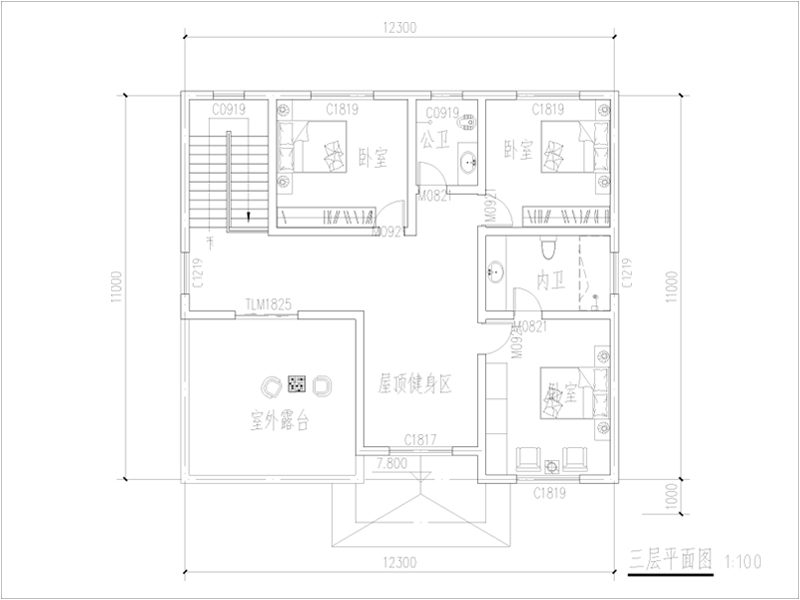 農(nóng)村自建別墅三層戶型圖