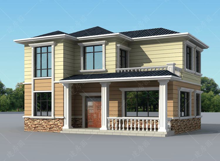農(nóng)村20萬(wàn)建二層自建房設(shè)計(jì)圖紙，帶戶型圖和效果圖
