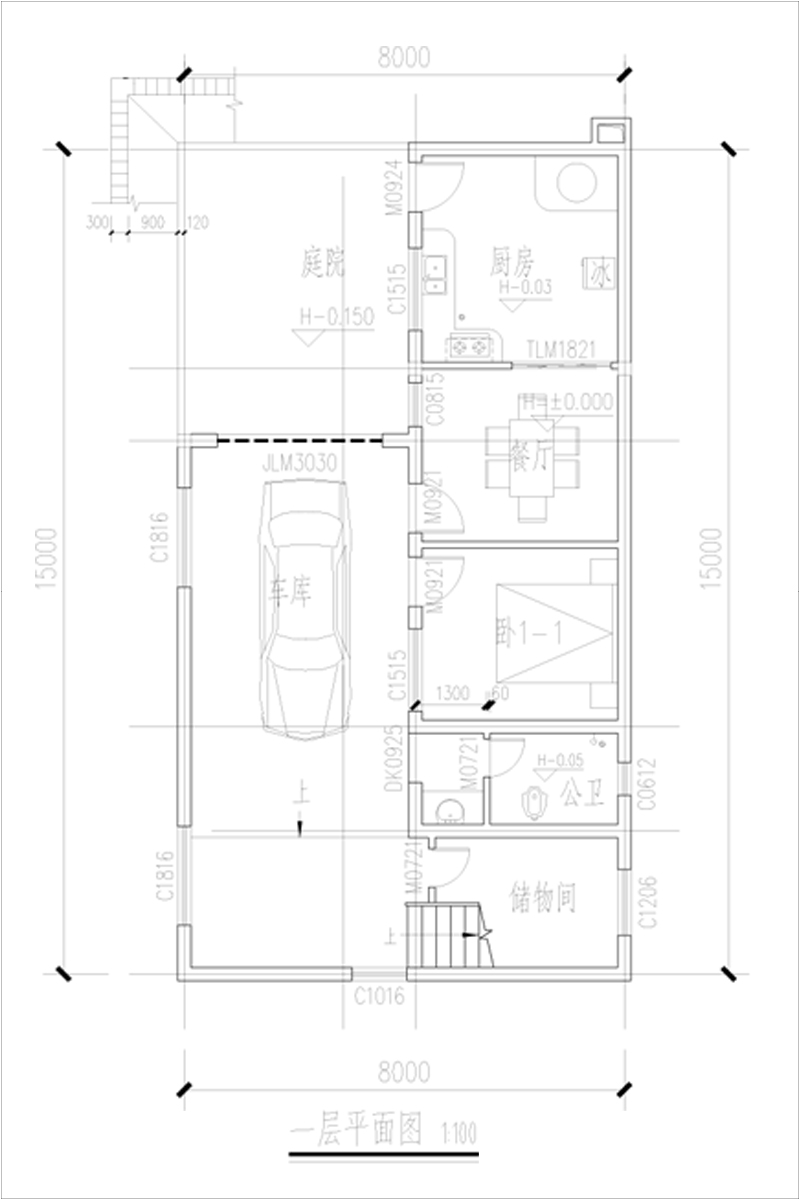 新農(nóng)村簡歐別墅一層戶型圖