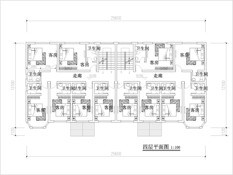 民宿設(shè)計(jì)四層平面圖