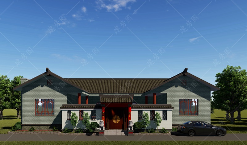 農(nóng)村一層小四合院效果圖