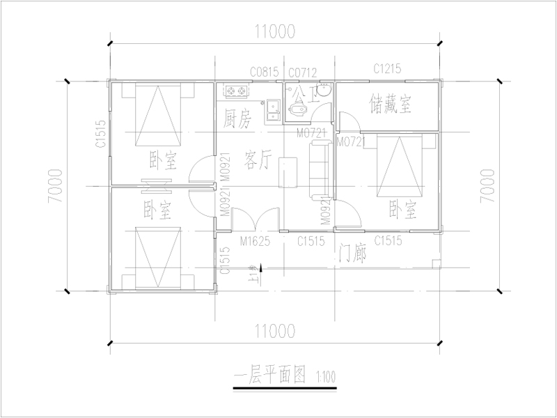 8萬農(nóng)村輕鋼別墅戶型圖