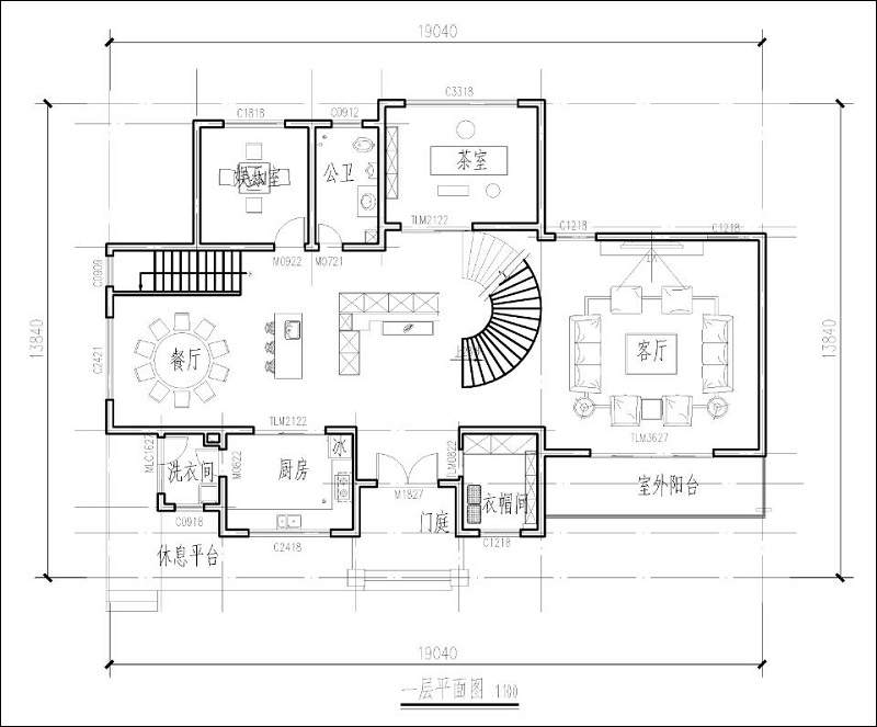 農(nóng)村二層半別墅戶型設(shè)計(jì)圖