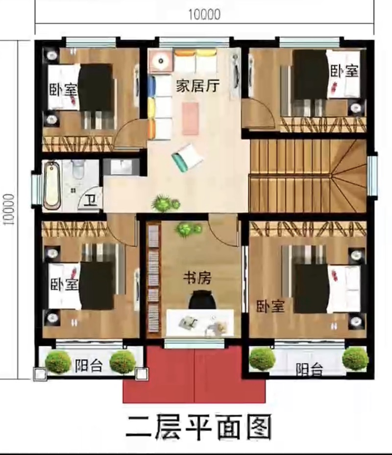 二層農(nóng)村簡約別墅設計平面圖