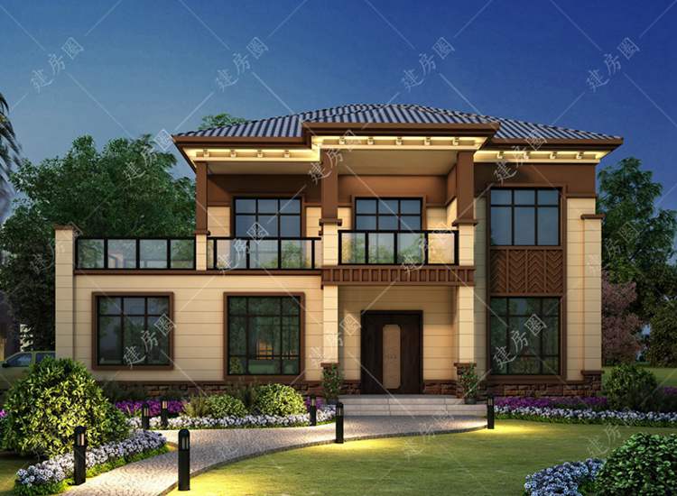 兩層新中式自建房設(shè)計圖，款式新穎耐看