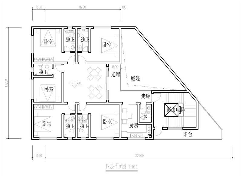 農(nóng)村四層樓房設(shè)計(jì)戶型圖
