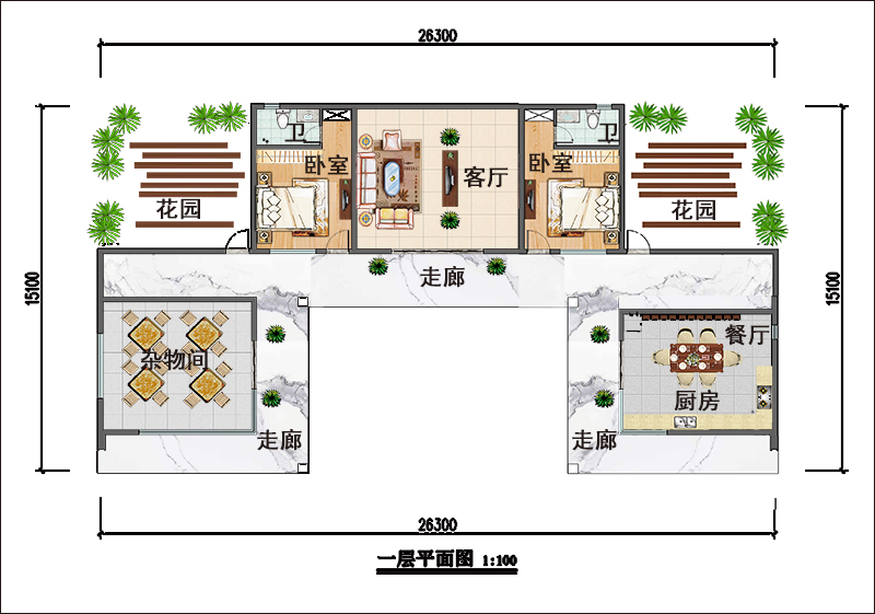 農(nóng)村一層半別墅戶型圖