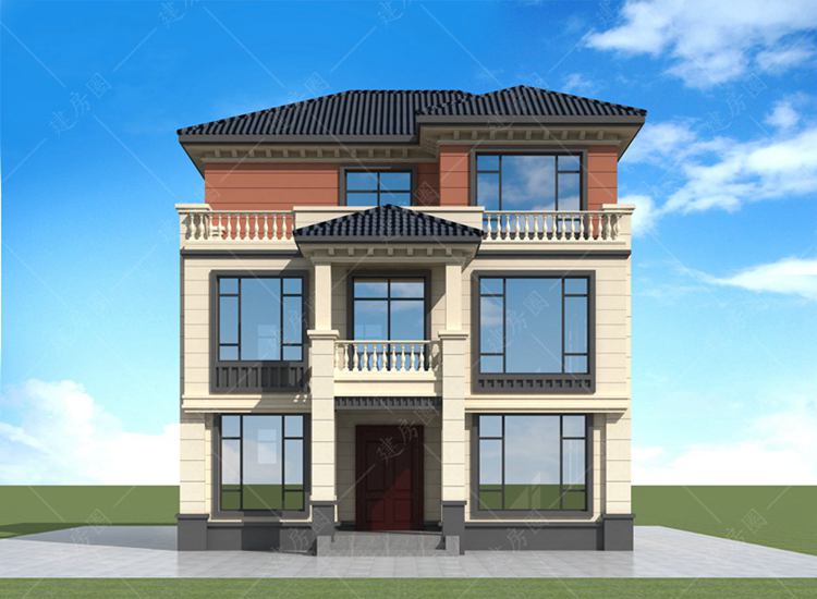 三層新中式自建房設(shè)計(jì)圖，海派風(fēng)格