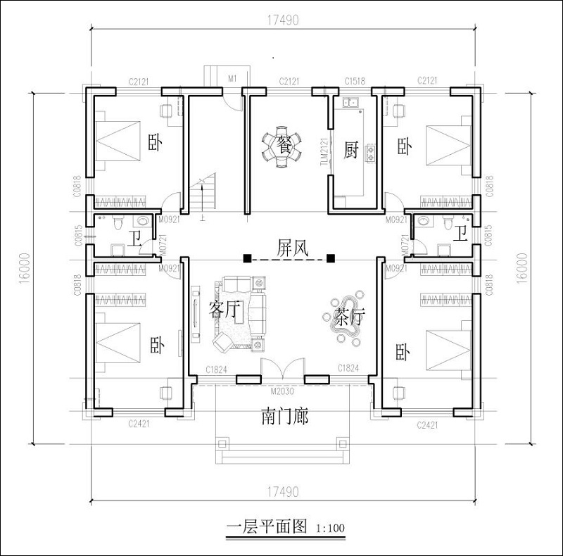 中式豪宅別墅戶型設(shè)計(jì)圖