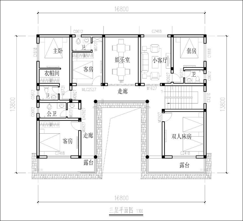 三層四合院布局平面圖