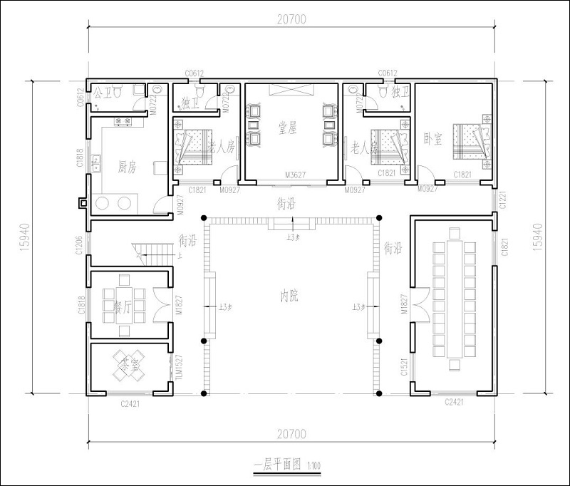 中式三合院戶型圖
