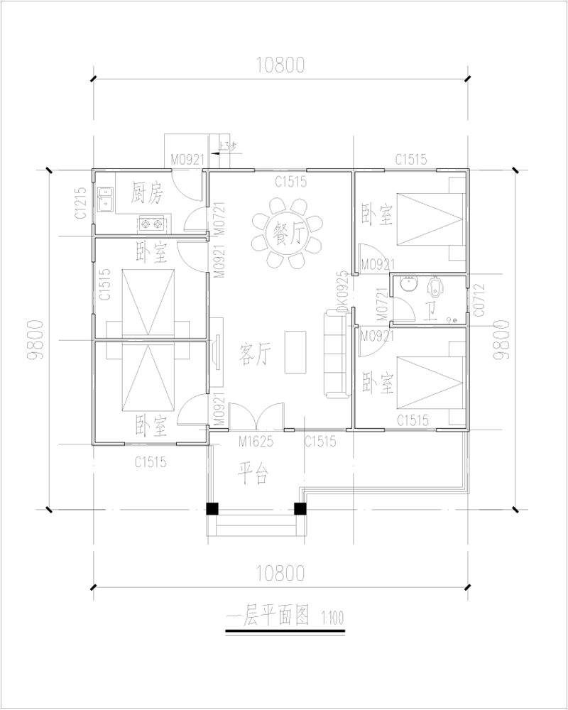 農(nóng)村自建房設(shè)計(jì)圖一層平面圖