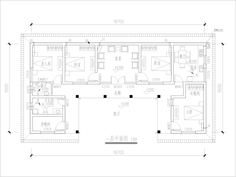 一層農(nóng)村自建房設(shè)計(jì)平面圖】