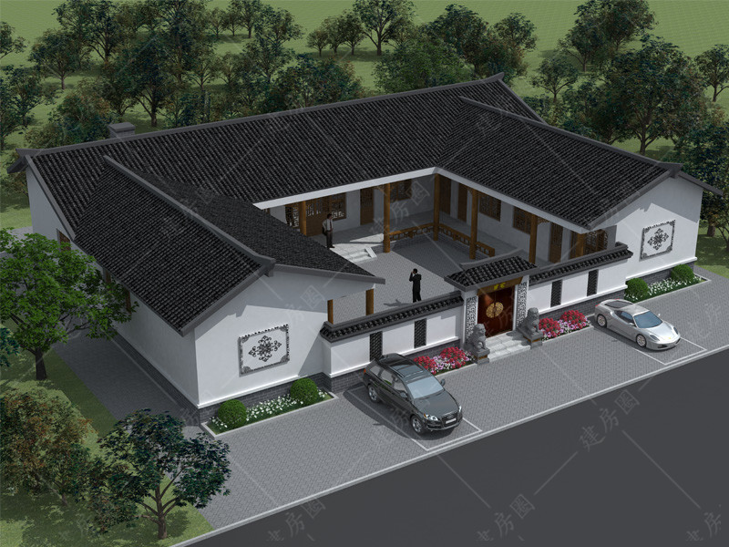 農(nóng)村自建房設(shè)計(jì)圖一層帶車庫(kù)效果圖