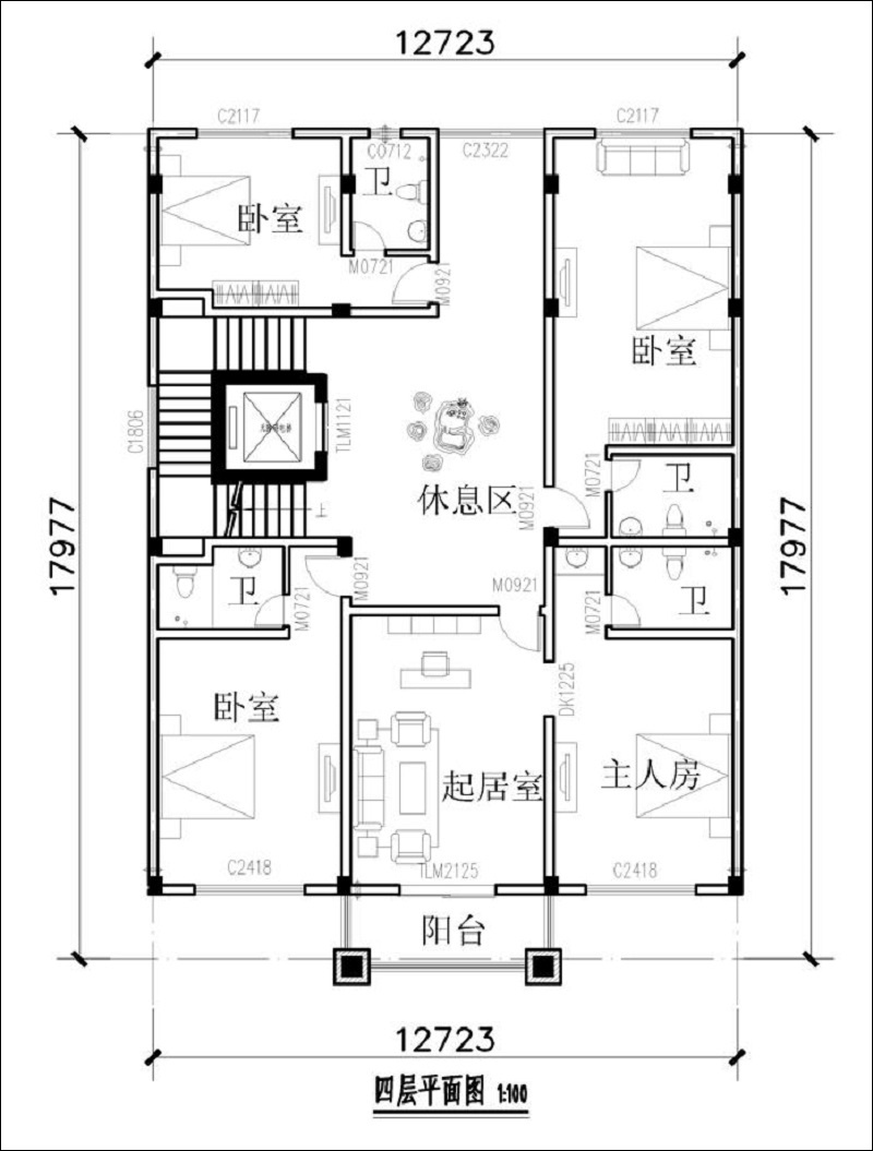 民宿四層戶型圖