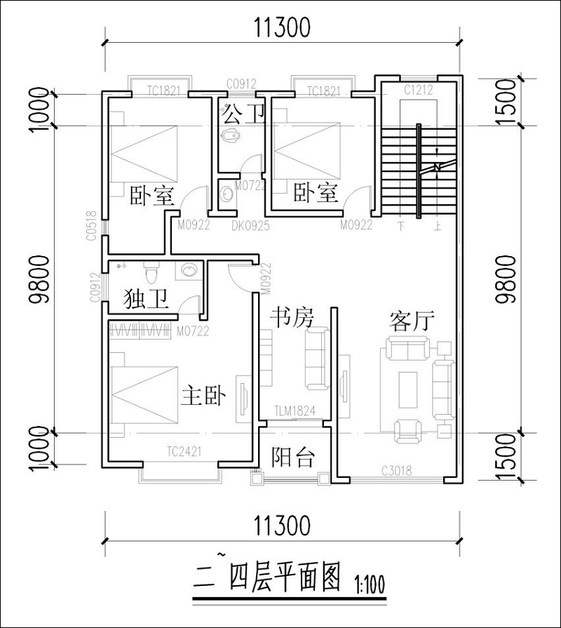 農村四層樓房戶型圖