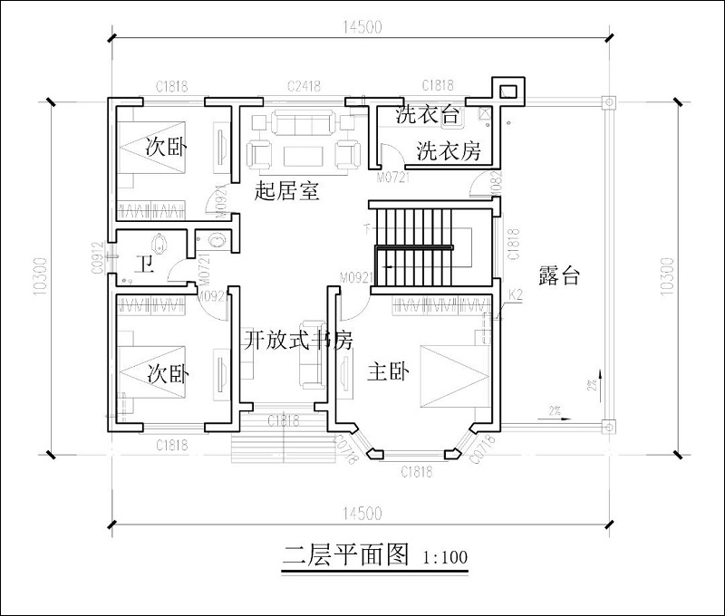 農(nóng)村二層自建房設(shè)計戶型圖