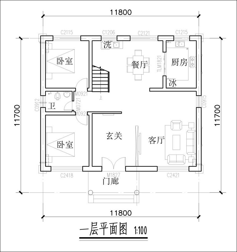 農(nóng)村二層自建別墅戶型圖