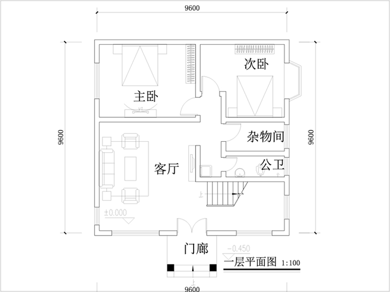 100平方米農(nóng)村三層小別墅平面圖