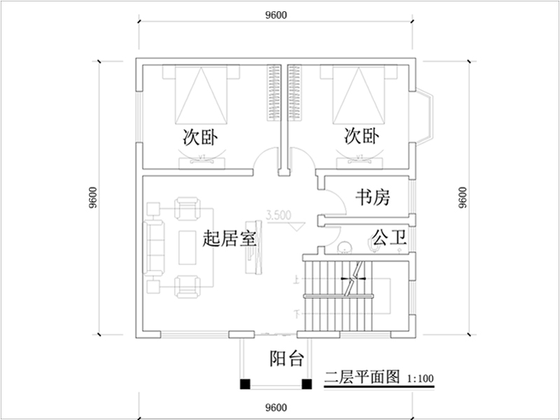 100平方村三層小別墅戶(hù)型圖