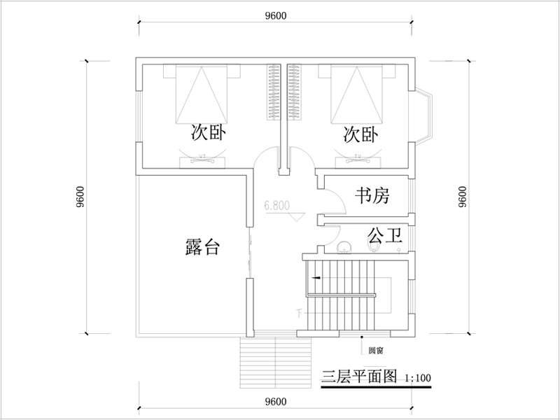 100平方米小別墅平面圖