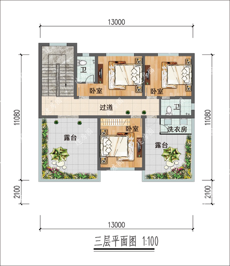 農(nóng)村三層自建房平面圖