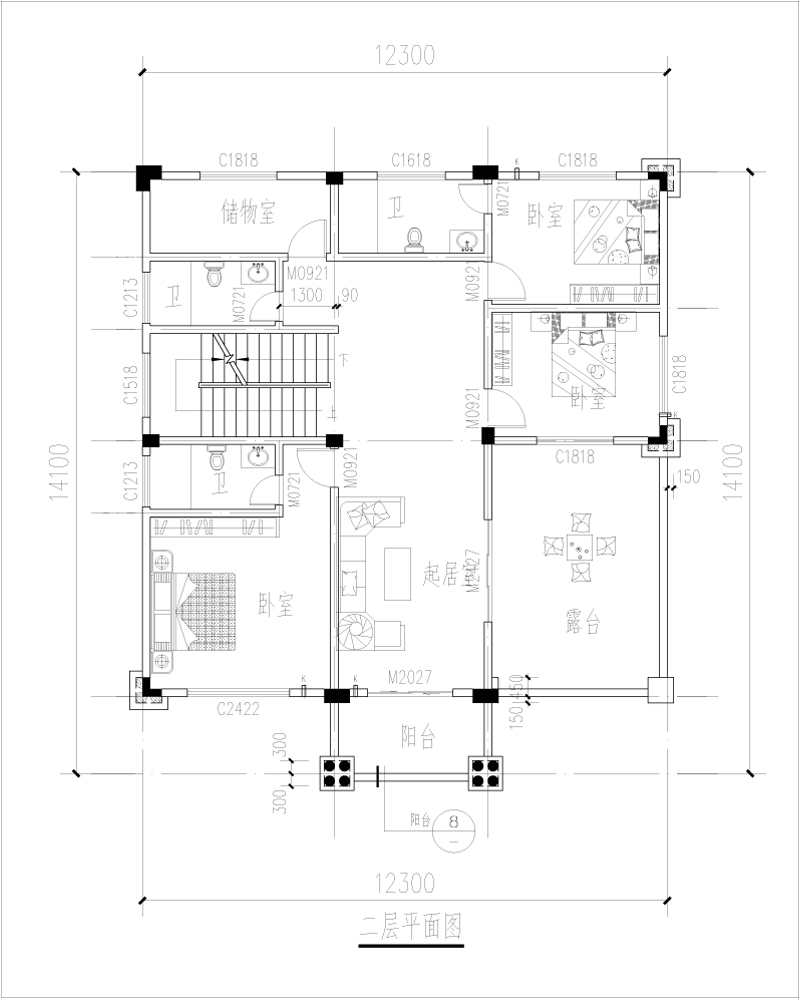 自建房二層布局圖
