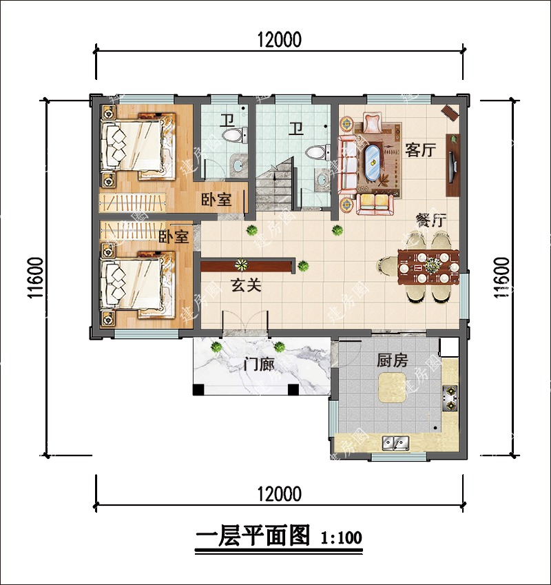 農(nóng)村簡單自建房一層戶型圖