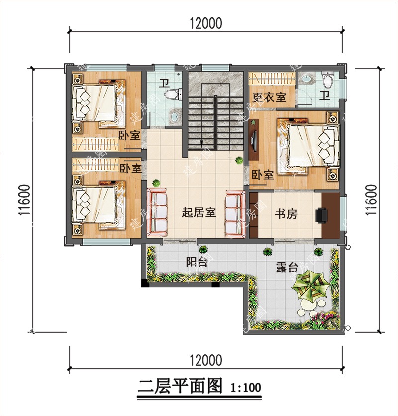農(nóng)村簡單自建房二層平面圖