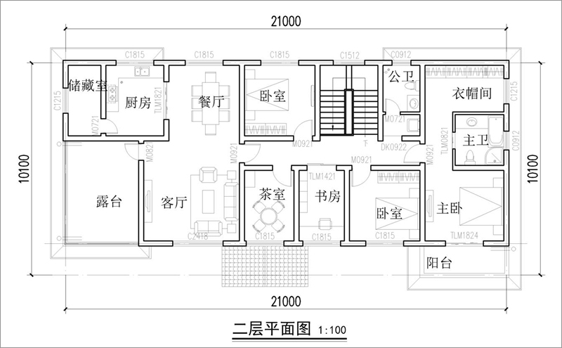 鄉(xiāng)村別墅設(shè)計(jì)二層平面圖