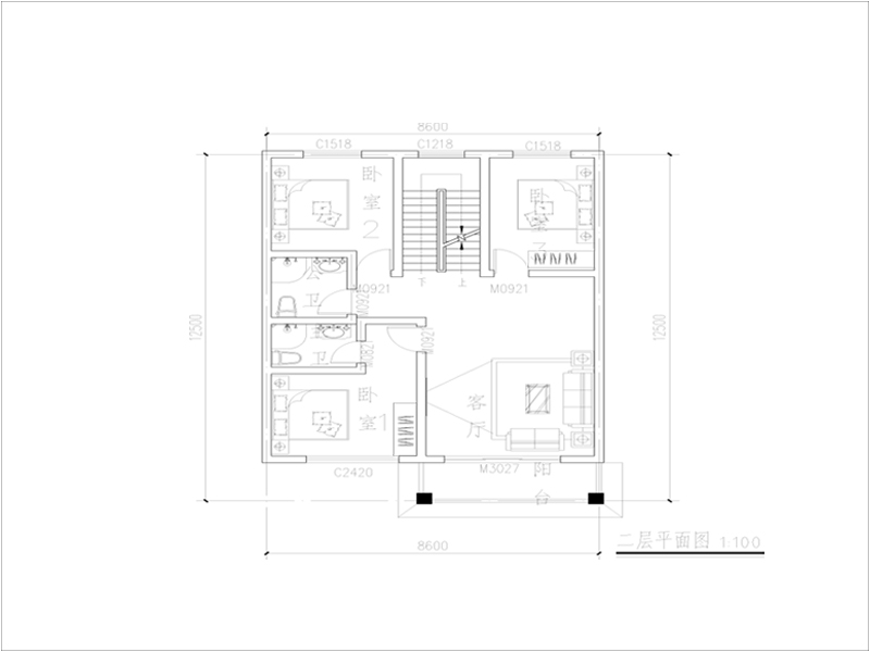 三層自建別墅戶型圖