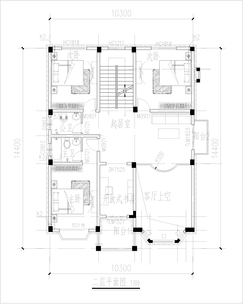 自建房二層平面圖