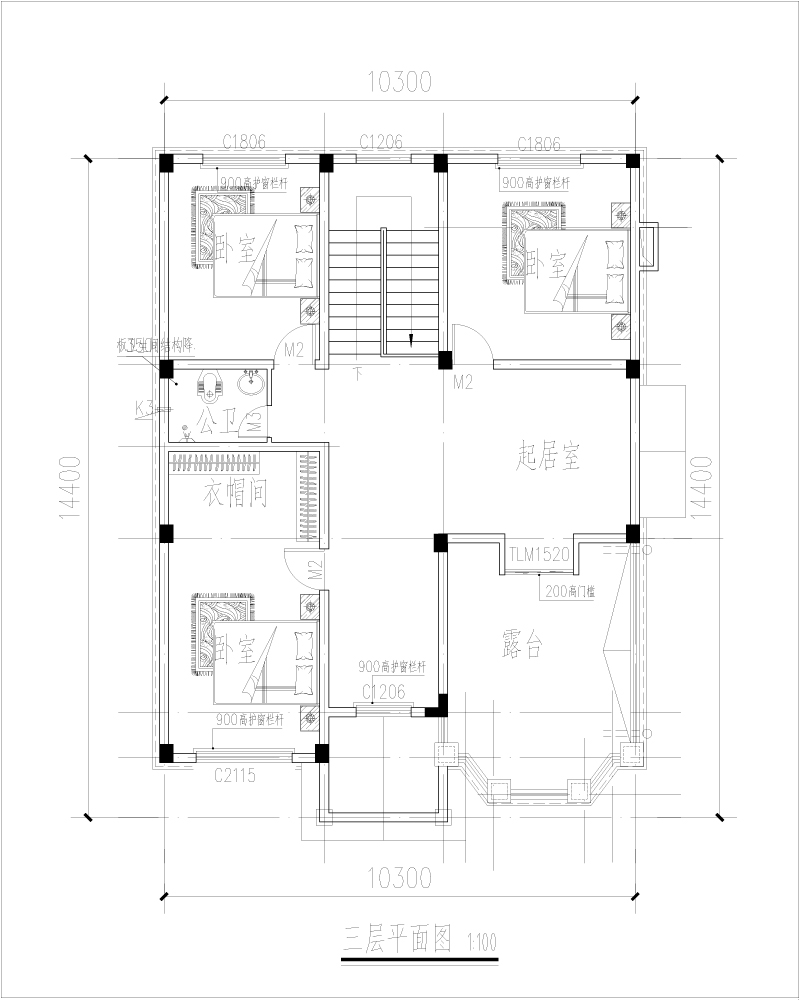 農(nóng)村自建房三層戶型圖