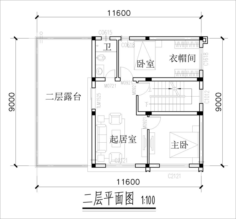 農(nóng)村兩層半別墅平面設(shè)計(jì)圖