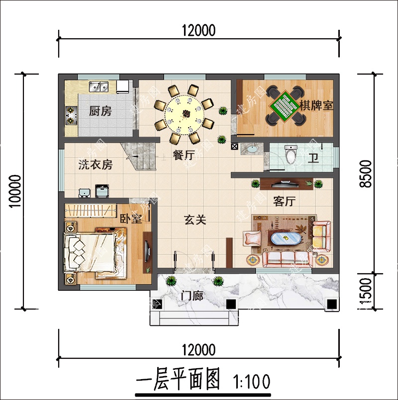 農(nóng)村自建別墅二層設(shè)計(jì)一層戶(hù)型圖