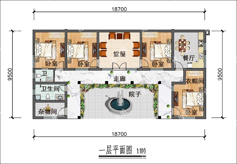 1農(nóng)村小型三合院平面圖