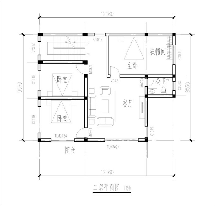 農(nóng)村二層半自建房戶(hù)型圖