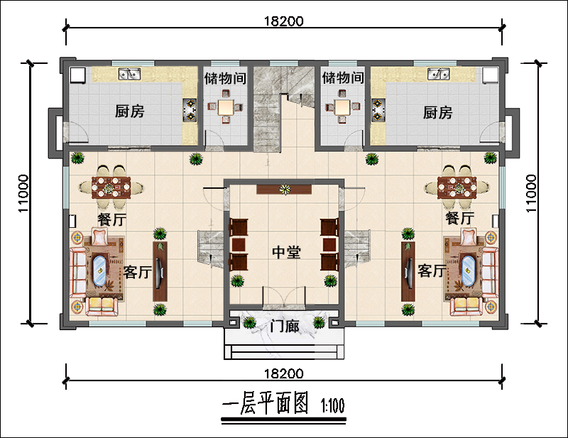 農(nóng)村雙拼別墅平面圖