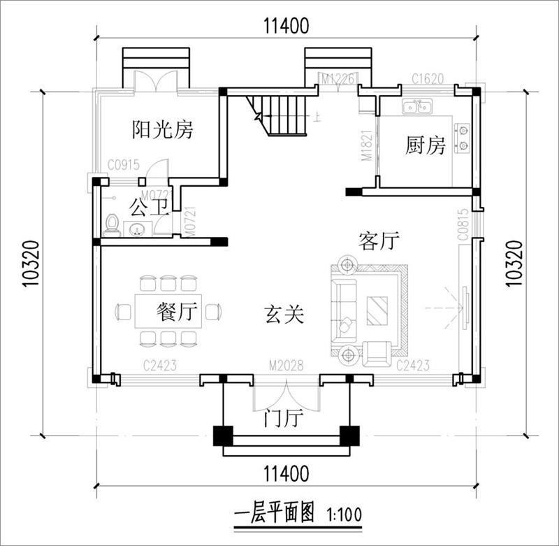 20萬農(nóng)村小別墅一層戶型圖