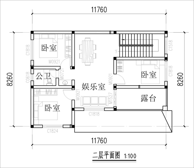 農(nóng)村自建房二層戶型圖