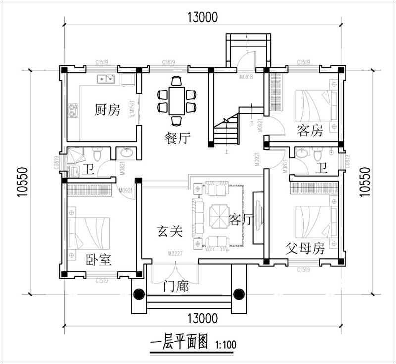 30萬農(nóng)村小別墅一層平面圖